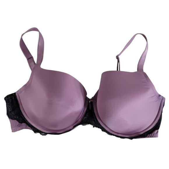 Torrid Sexy T Shirt Balconette Bra 40DD Purple Underwire Black Lace Full Cover - Picture 1 of 10